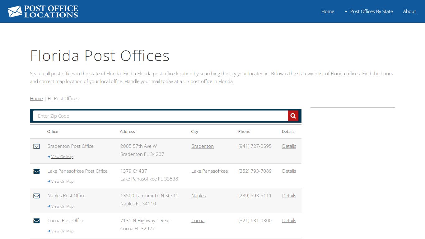 Florida Post Offices | Post Offices in Florida - Post Office Locations